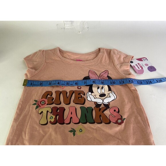 Disney Minnie Mouse Give Thanks Short Sleeve Tee T-Shirt Top Girls Size 6 - Picture 4 of 5